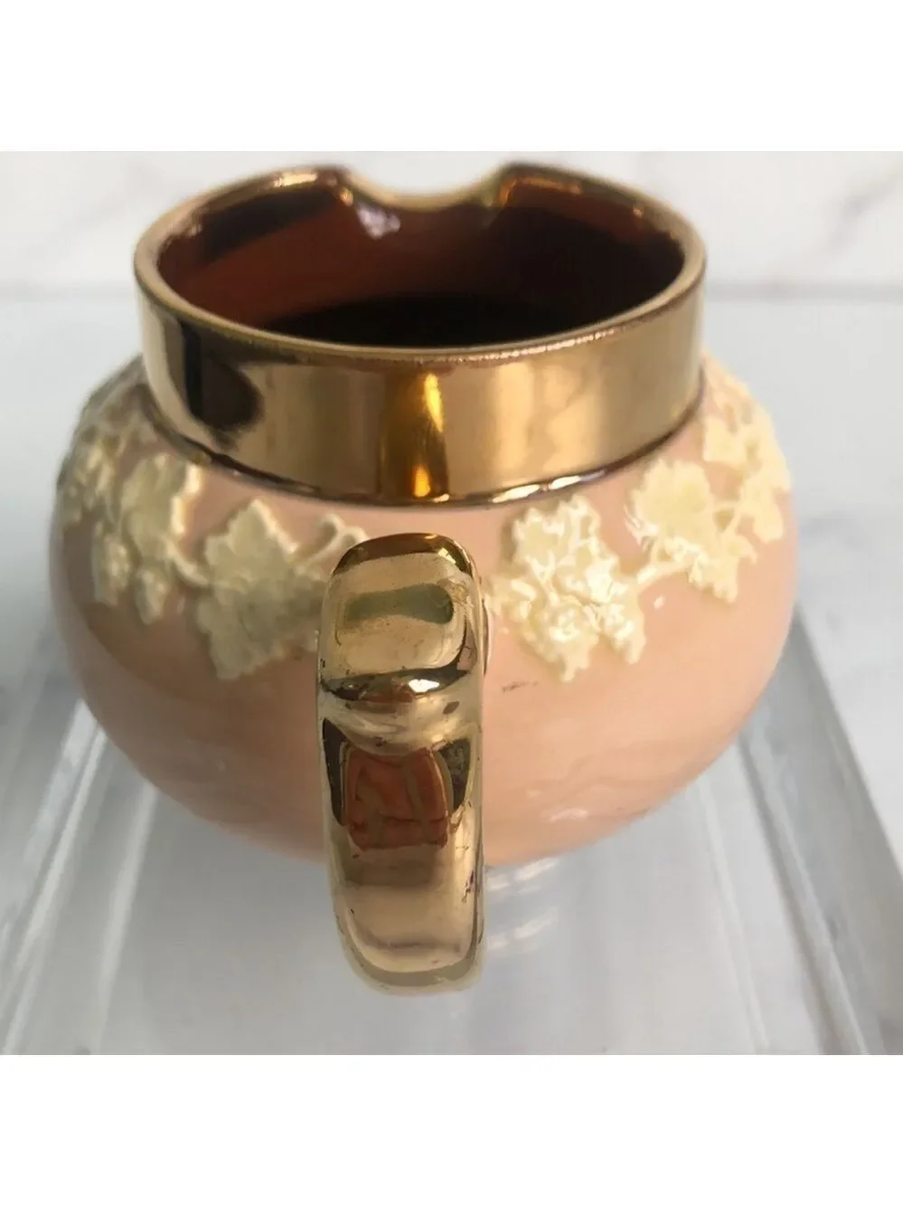 Rare Vintage Gibsons Staffordshire England Pink and Gold Creamer